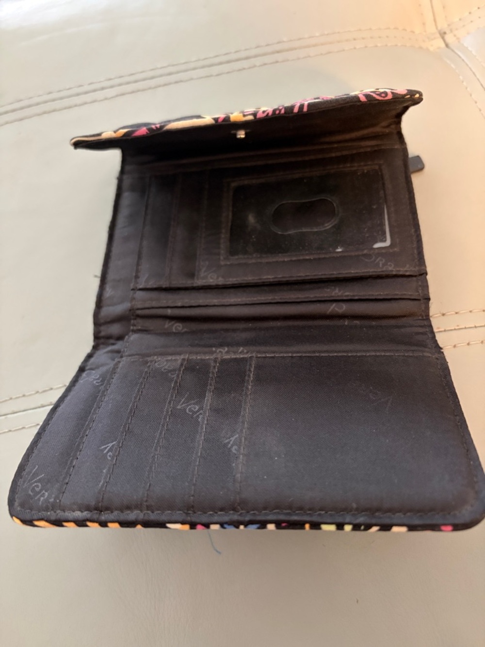 Vera Bradley Black Quilted Wallet with Multicolor Paisley Print - Picture 2 of 2